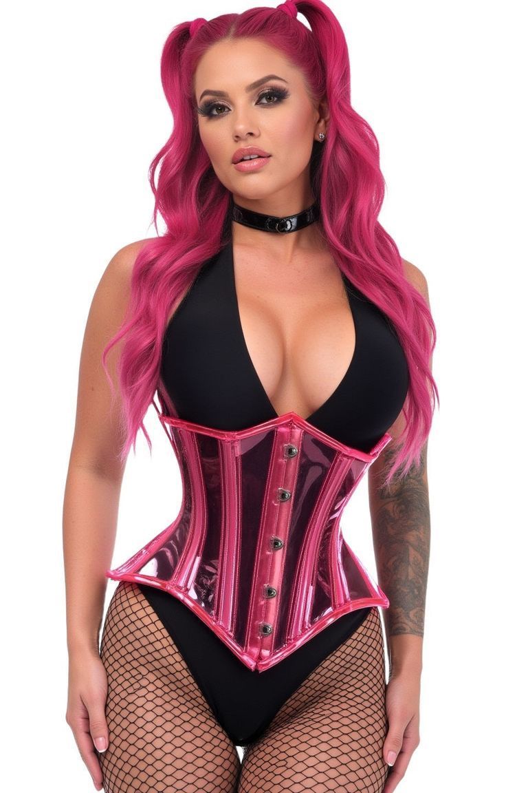 Lavish Pink Clear Curvy Underbust Waist Cincher Corset