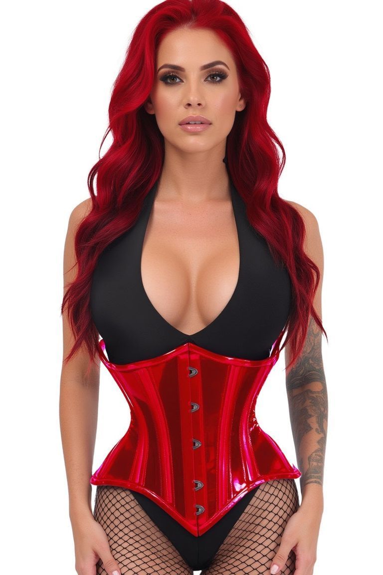 Lavish Red Clear Curvy Underbust Waist Cincher Corset