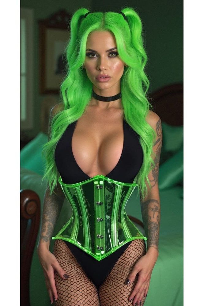 Lavish Green Clear Curvy Underbust Waist Cincher Corset