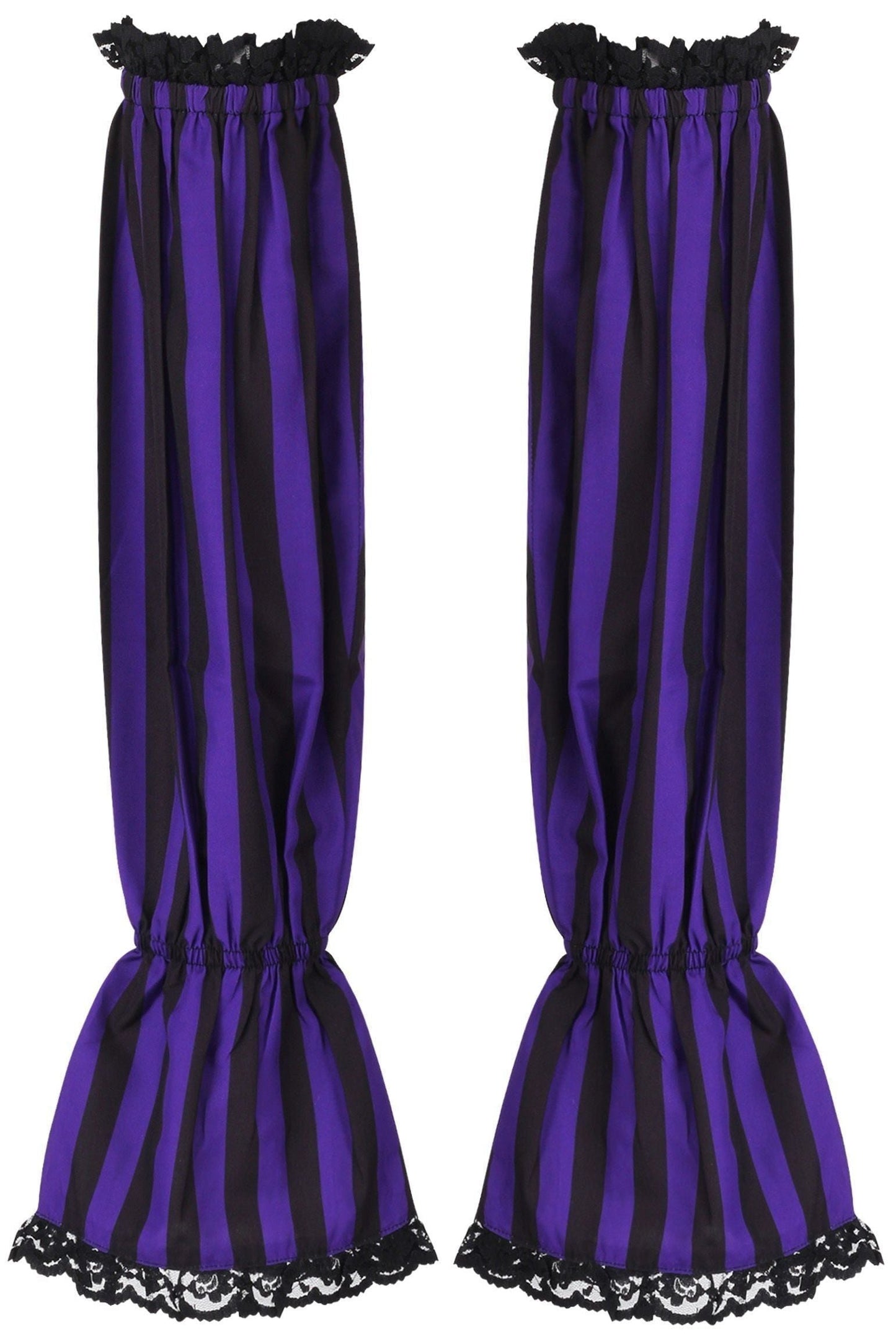Black/Purple Striped Smocked Sleeves - Daisy Corsets