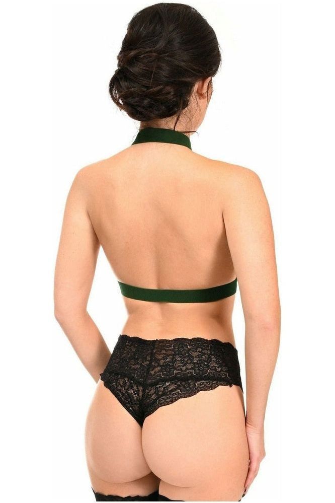 BOXED Dark Emerald Green Stretchy Body Harness w/Gold Hardware - Daisy Corsets