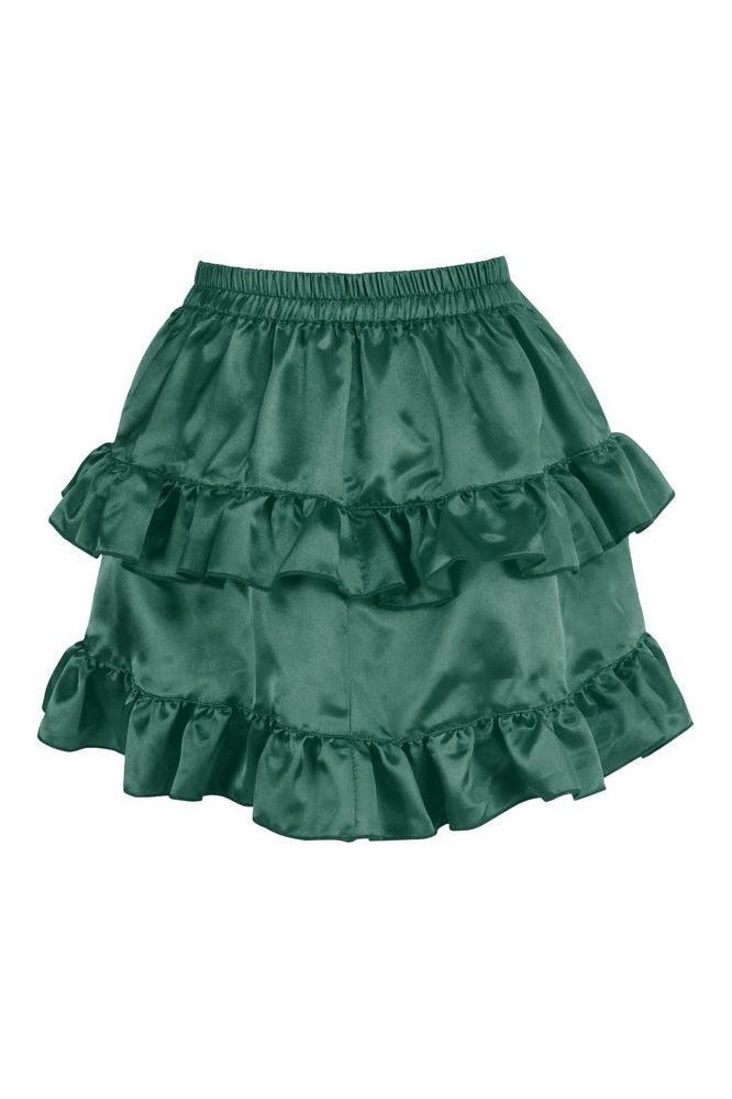 Dark Green Satin Ruched Bustle Skirt - Daisy Corsets