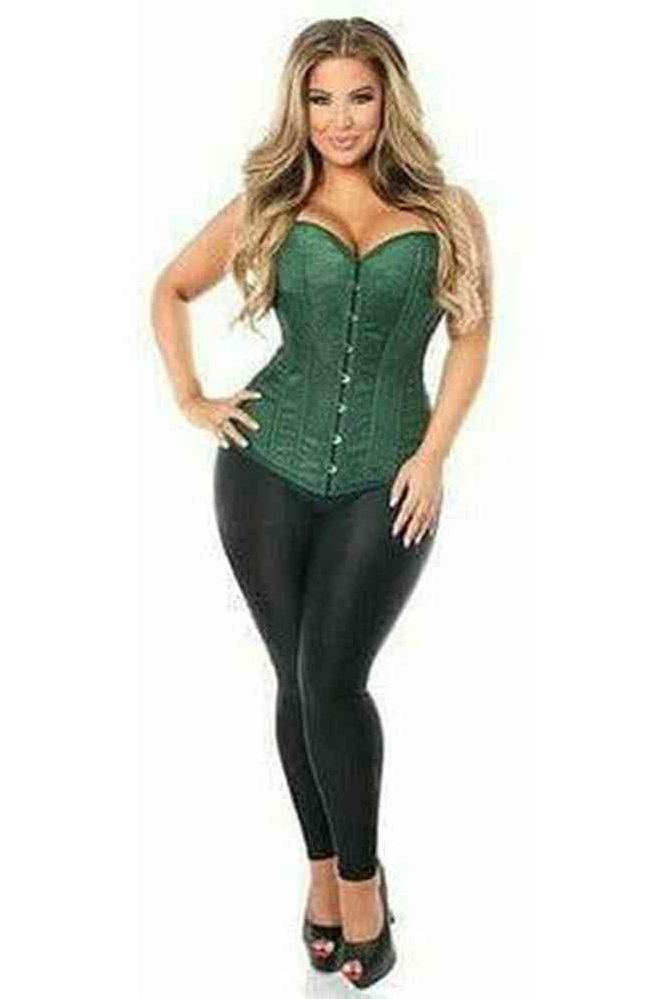 Lavish Dark Green Brocade Corset - Daisy Corsets