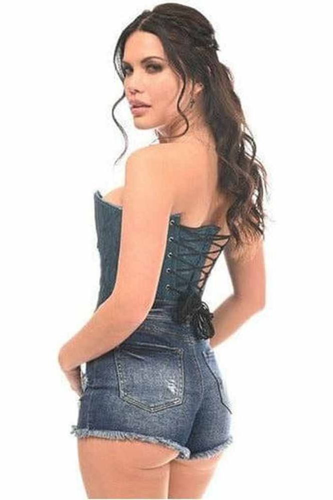 Lavish Dark Teal Lace Overbust Corset w/Zipper - Daisy Corsets