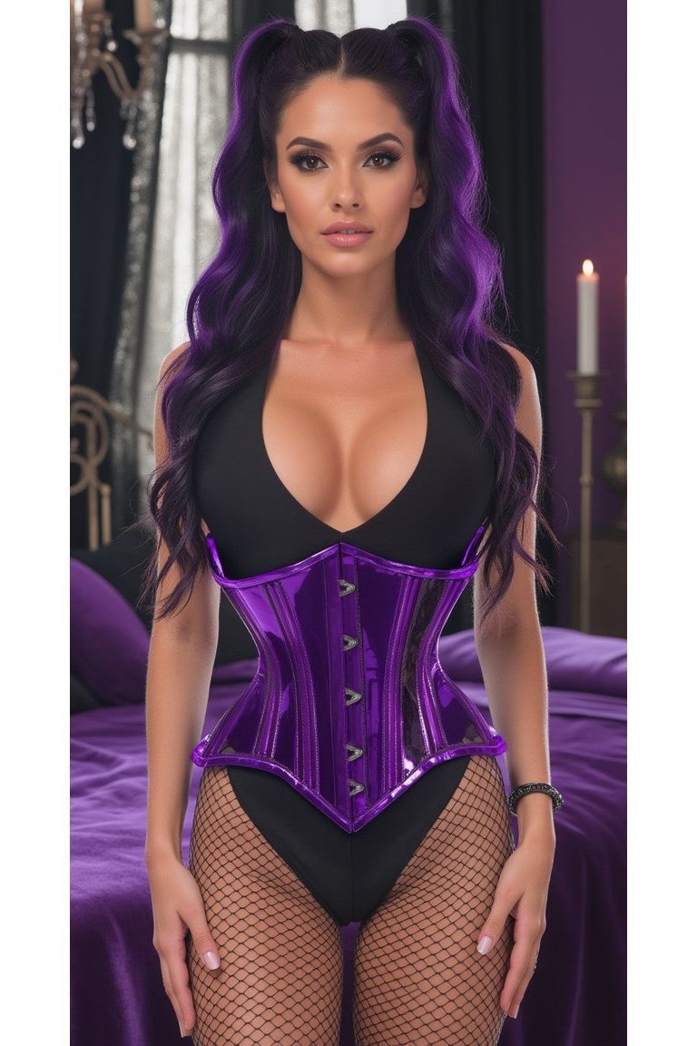 Lavish Purple Clear Curvy Underbust Waist Cincher Corset - Daisy Corsets