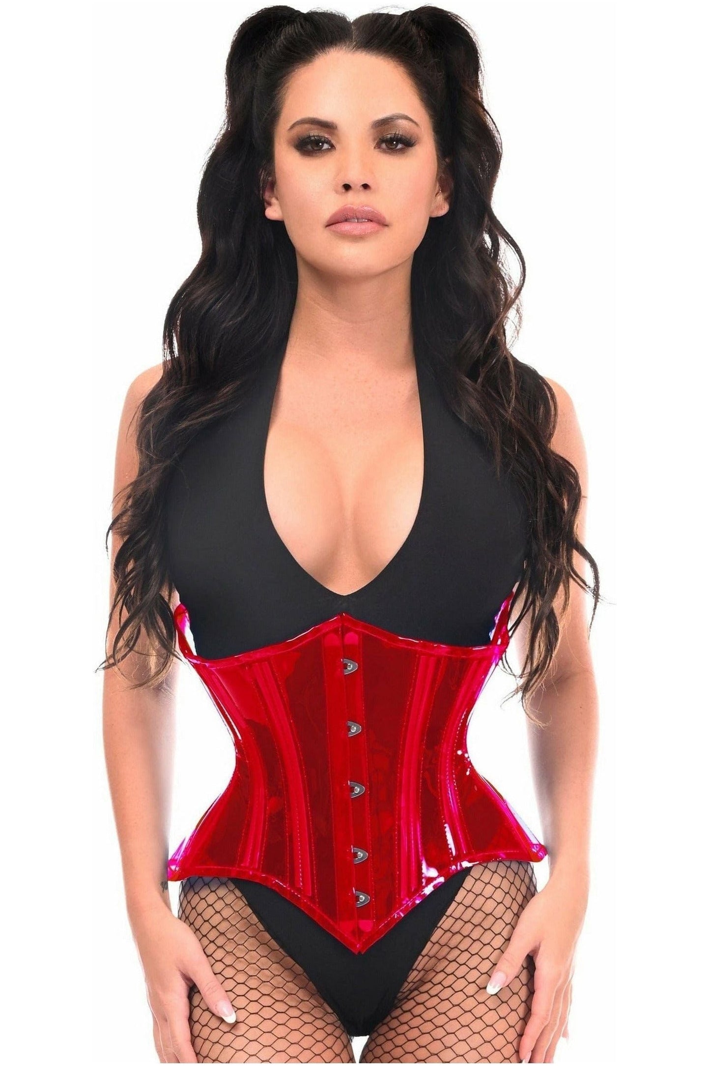 Lavish Red Clear Curvy Underbust Waist Cincher Corset - Daisy Corsets