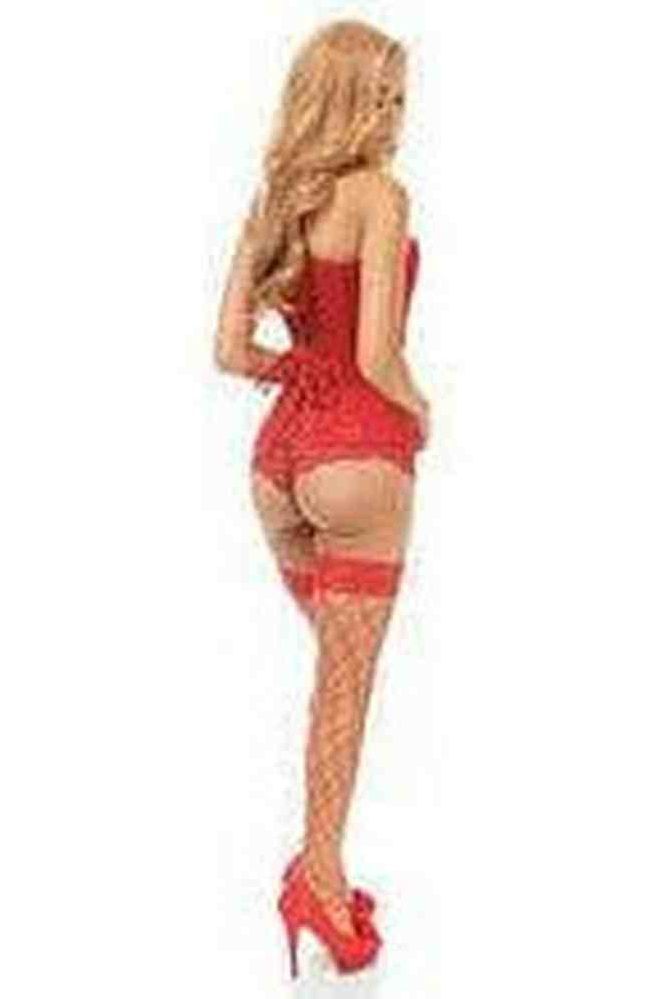 Lavish Red Lace Overbust Corset - Daisy Corsets