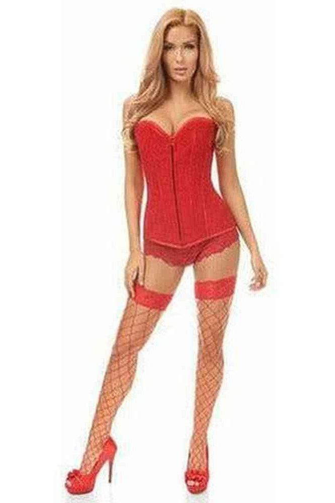 Lavish Red Lace Overbust Corset - Daisy Corsets