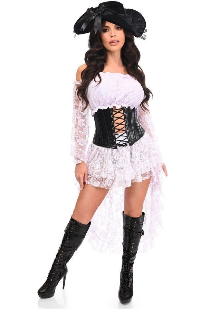 Top Drawer 4 PC White Premium Pirate Corset Costume - Daisy Corsets