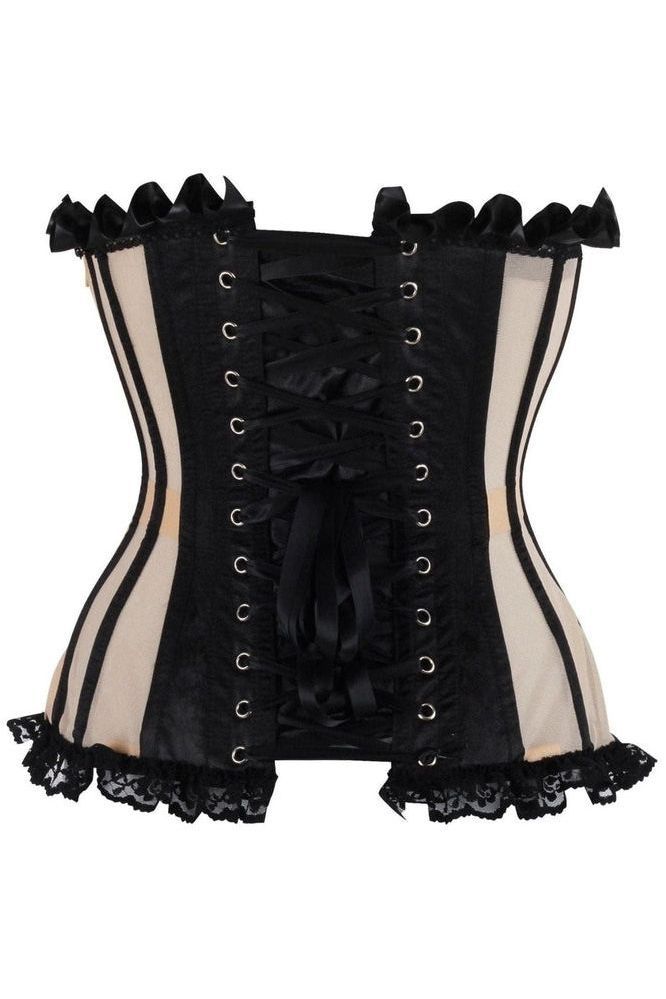 Top Drawer Steel Boned Nude & Black Mesh Underwire Bustier Corset - Daisy Corsets