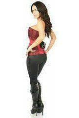 Top Drawer Wine Brocade Steel Boned Corset w/Black Eyelash Lace - Daisy Corsets