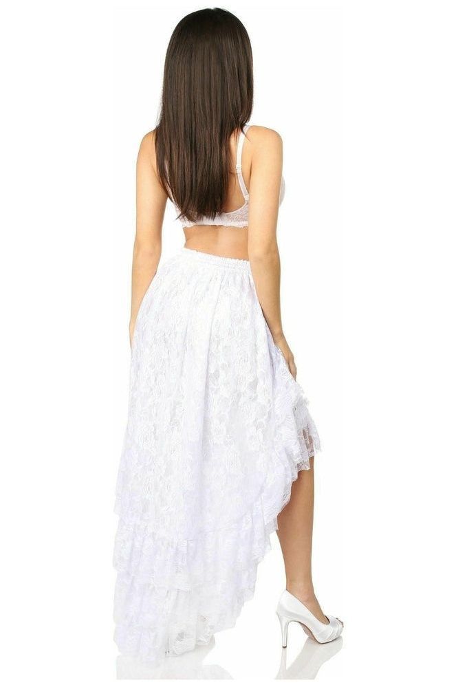 White High Low Lace Skirt - Daisy Corsets