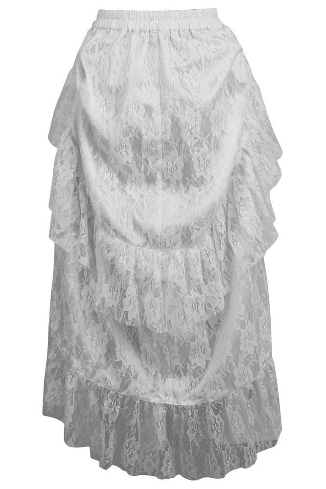 White Lace Adjustable High Low Bustle Skirt