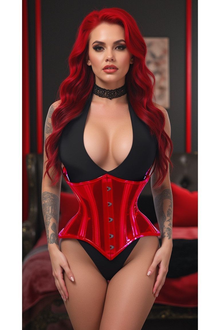Lavish Red Clear Curvy Underbust Waist Cincher Corset