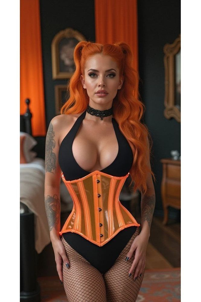 Lavish Orange Clear Curvy Underbust Waist Cincher Corset