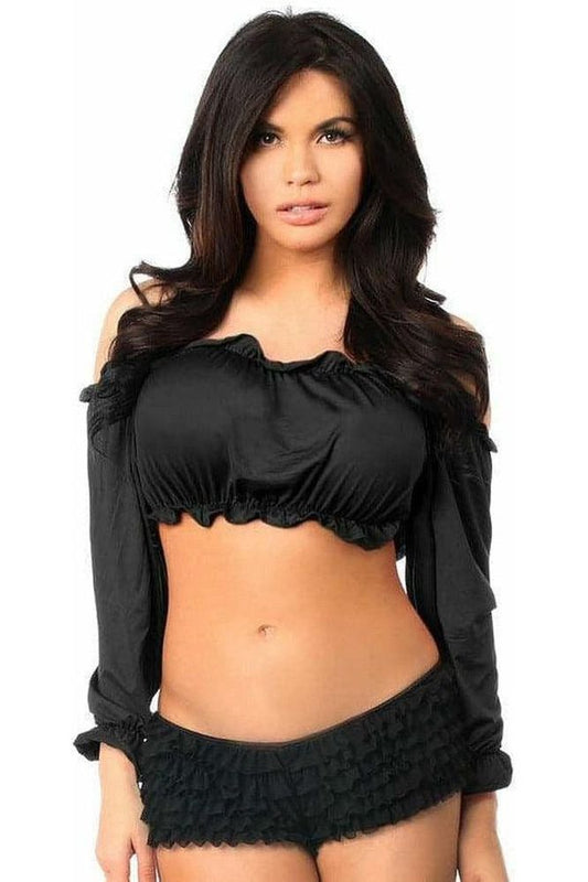 Black Long Sleeve Peasant Top - Daisy Corsets