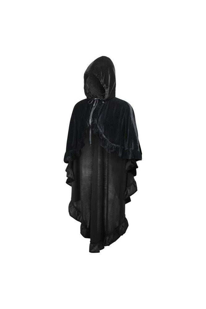 Black Velvet Hooded Ruffle Cape - Daisy Corsets