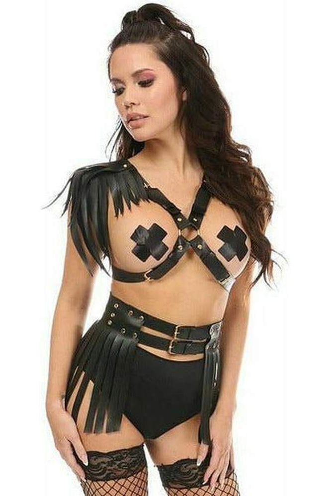 Black/Gold Fringe Shoulder Harness - Daisy Corsets