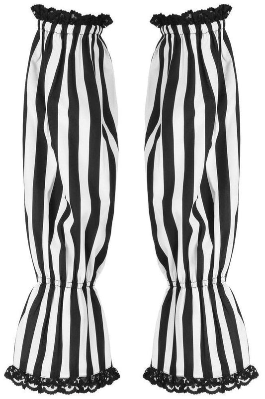 Black/White Striped Smocked Sleeves - Daisy Corsets