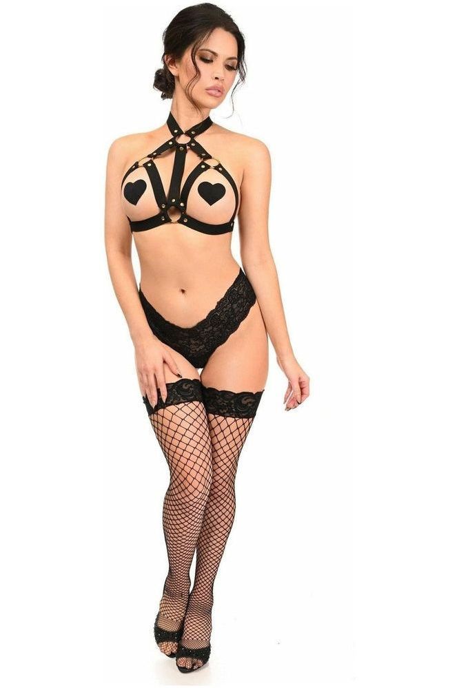 BOXED Black Stretchy Body Harness w/Gold Hardware - Daisy Corsets