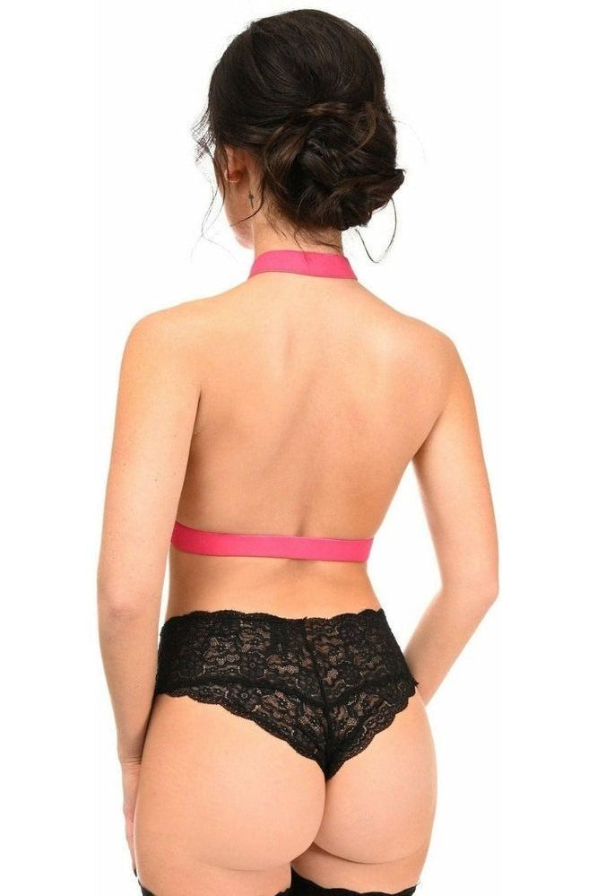 BOXED Hot Pink Stretchy Body Harness w/Gold Hardware - Daisy Corsets