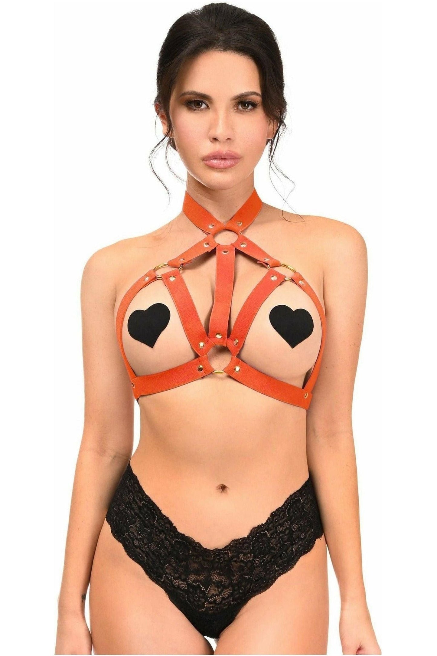 BOXED Red Stretchy Body Harness w/Gold Hardware - Daisy Corsets