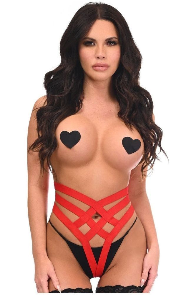 BOXED Red Stretchy Elastic Panty Body Harness - Daisy Corsets