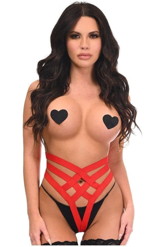 BOXED Red Stretchy Elastic Panty Body Harness - Daisy Corsets