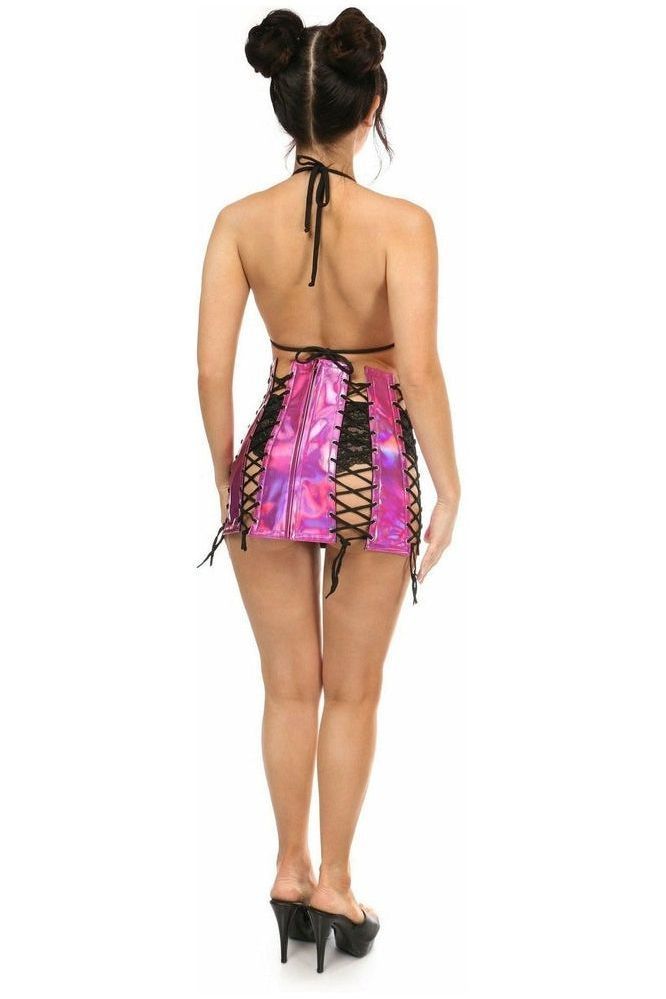 Fuchsia Holo Lace - Up Skirt - Daisy Corsets