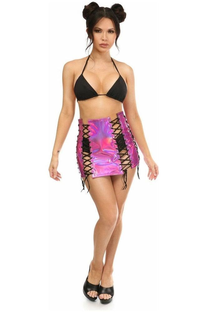 Fuchsia Holo Lace - Up Skirt - Daisy Corsets