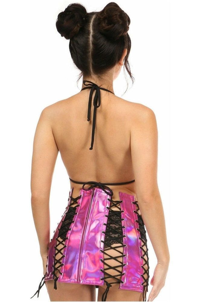 Fuchsia Holo Lace - Up Skirt - Daisy Corsets