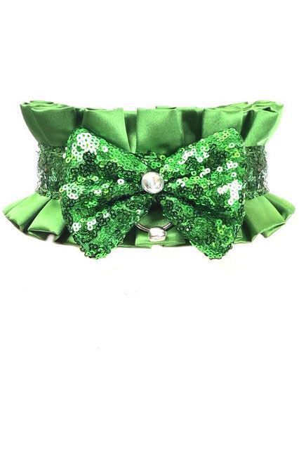 Kitten Collection Green Satin & Sequin Choker - Daisy Corsets