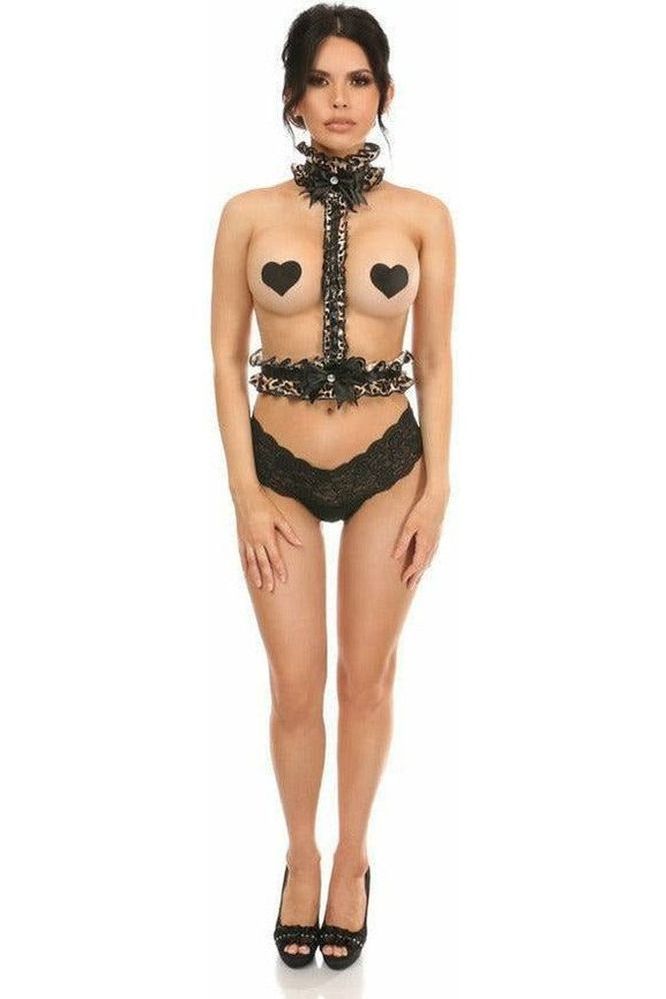 Kitten Collection Leopard Velvet Single Strap Body Harness - Daisy Corsets