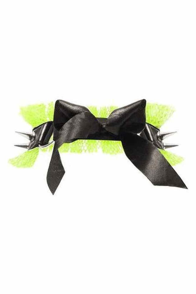 Kitten Collection Neon Green/Black Fishnet Spike Choker - Daisy Corsets
