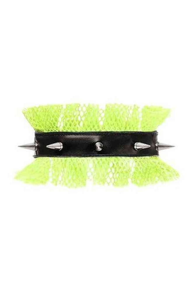 Kitten Collection Neon Green/Black Fishnet Spike Choker - Daisy Corsets