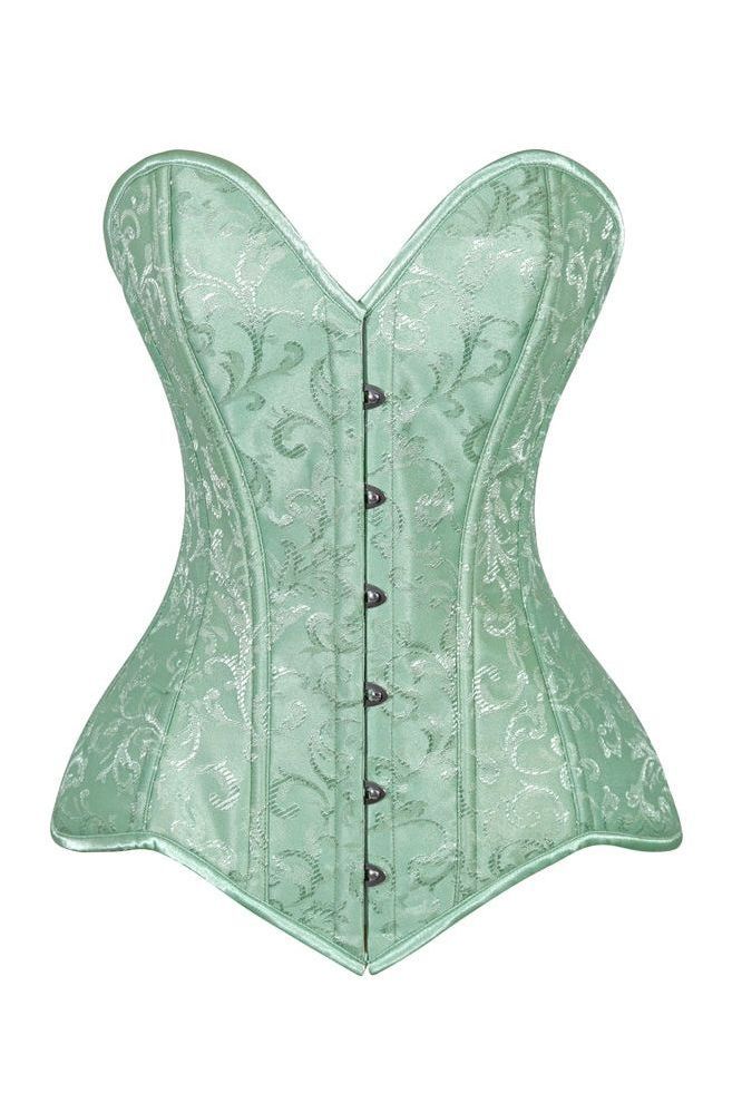 Lavish 2 PC Mint Green Brocade Corset & Black Lace Skirt Set - Daisy Corsets