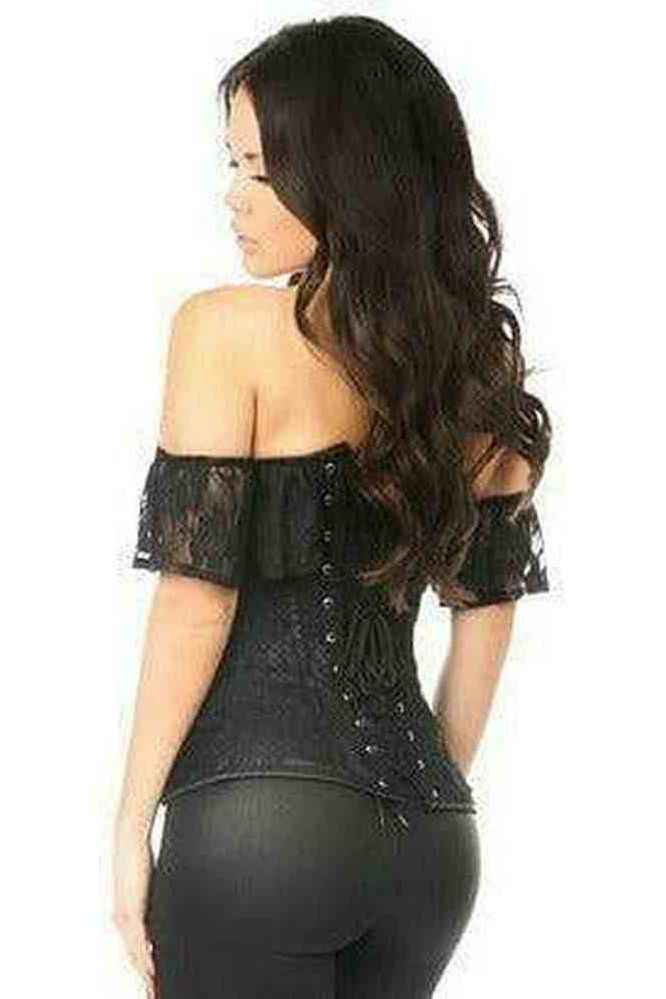 Lavish Black Lace Off - The - Shoulder Corset - Daisy Corsets