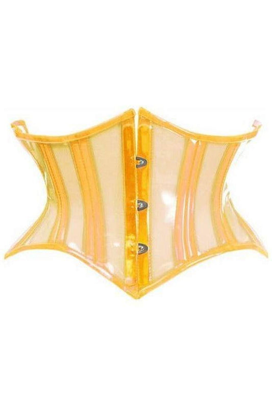 Lavish Clear Yellow Curvy Cut Mini Cincher Corset - Daisy Corsets