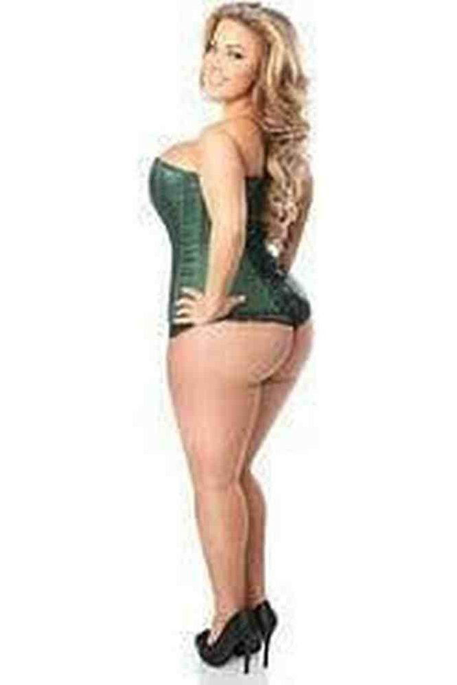 Lavish Dark Green Brocade Corset - Daisy Corsets