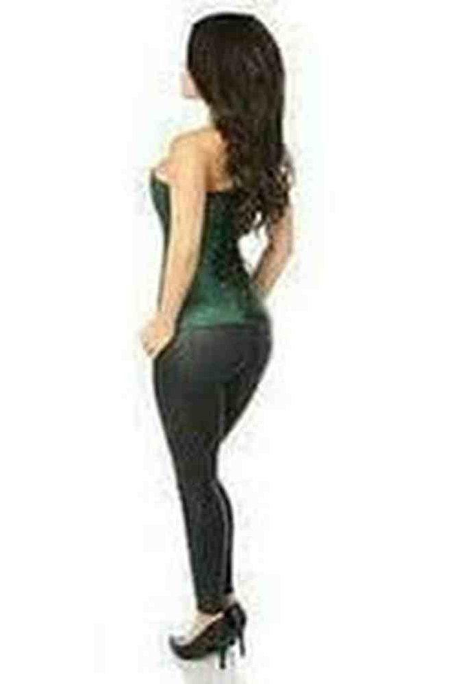Lavish Dark Green Brocade Corset - Daisy Corsets