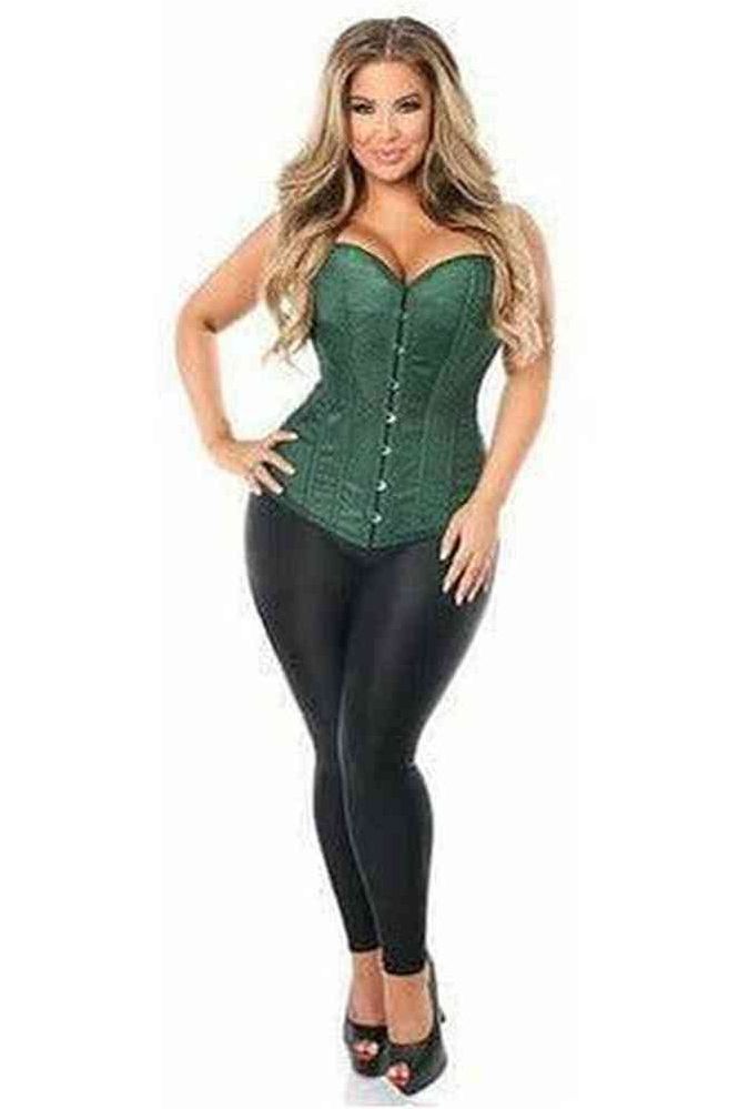 Lavish Dark Green Brocade Corset - Daisy Corsets