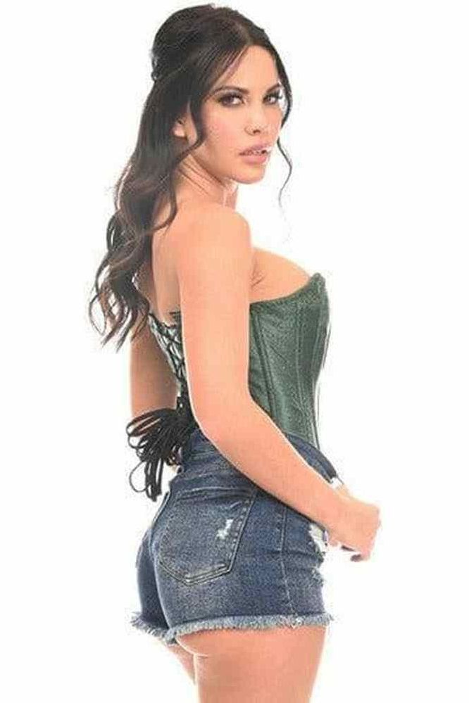Lavish Dark Green Brocade Corset - Daisy Corsets