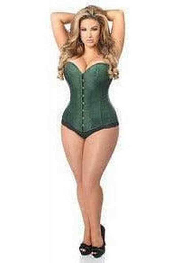 Lavish Dark Green Brocade Corset - Daisy Corsets
