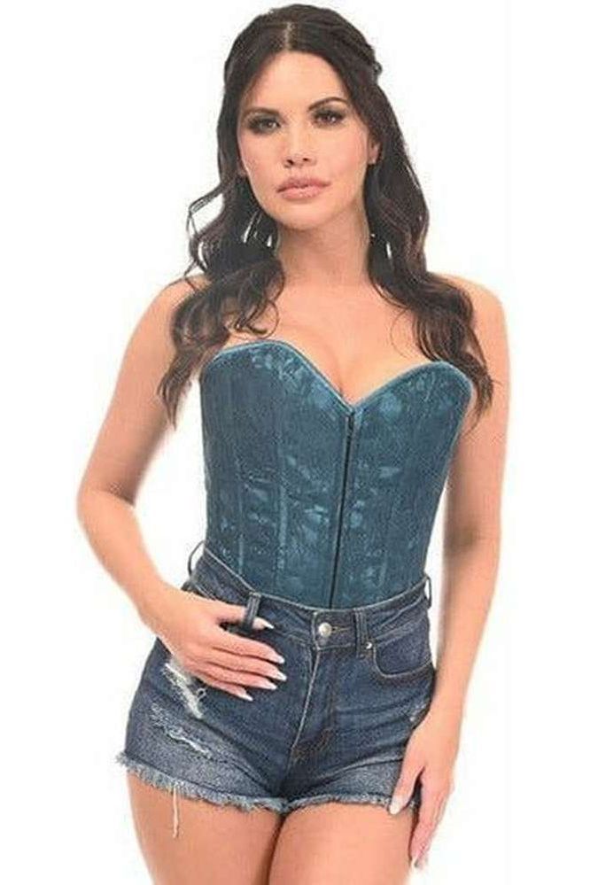 Lavish Dark Teal Lace Overbust Corset w/Zipper - Daisy Corsets