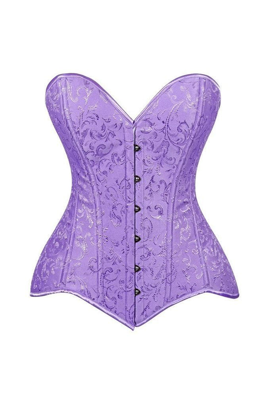 Lavish Lt Purple Brocade Overbust Corset W/Busk Closure
