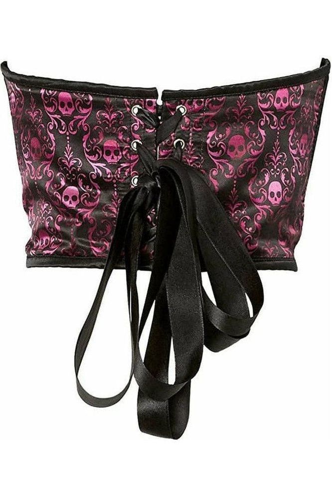 Lavish Purple & Black Skull Satin Open Cup Waist Cincher - Daisy Corsets