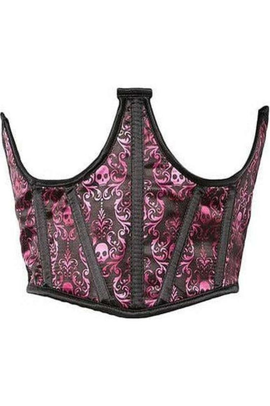 Lavish Purple & Black Skull Satin Open Cup Waist Cincher - Daisy Corsets
