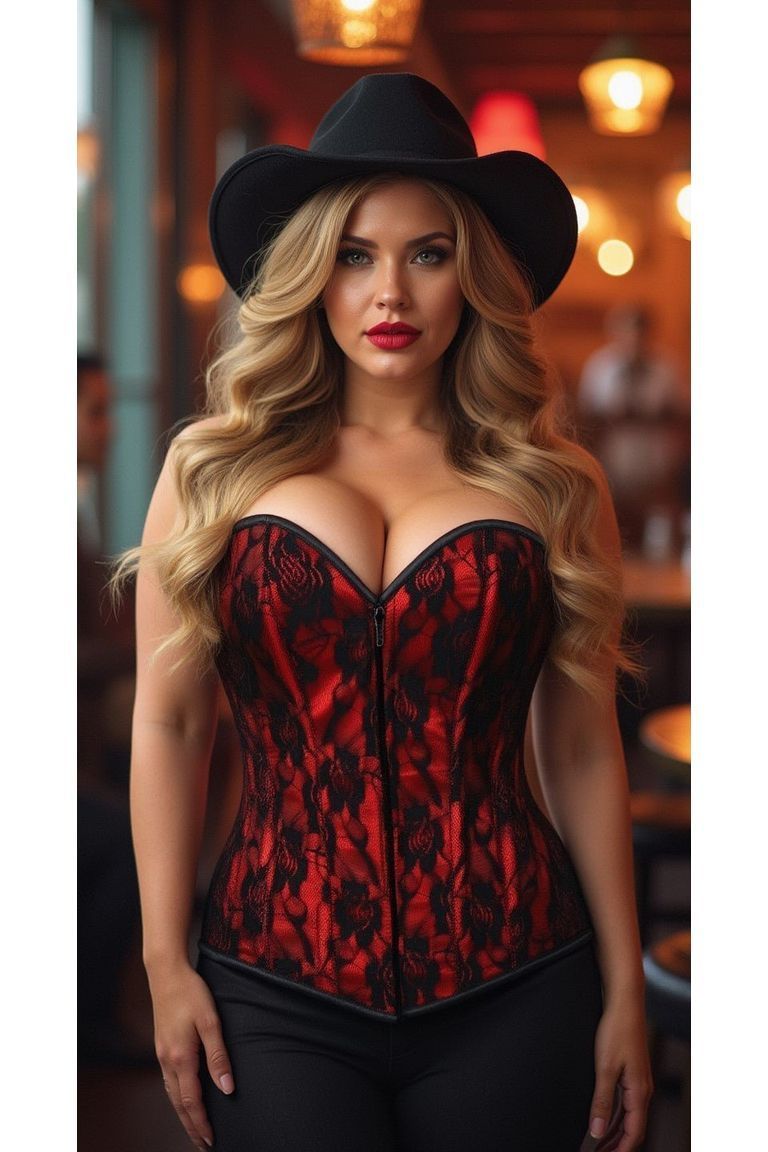 Lavish Red Lace Front Zipper Corset - Daisy Corsets