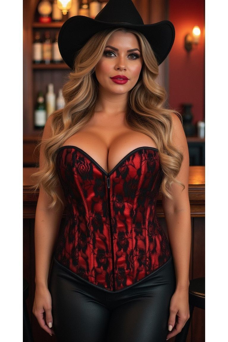 Lavish Red Lace Front Zipper Corset - Daisy Corsets