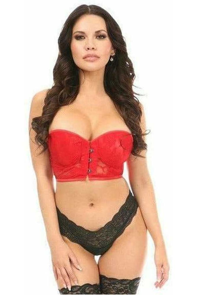 Lavish Red Lace Underwire Short Bustier - Daisy Corsets